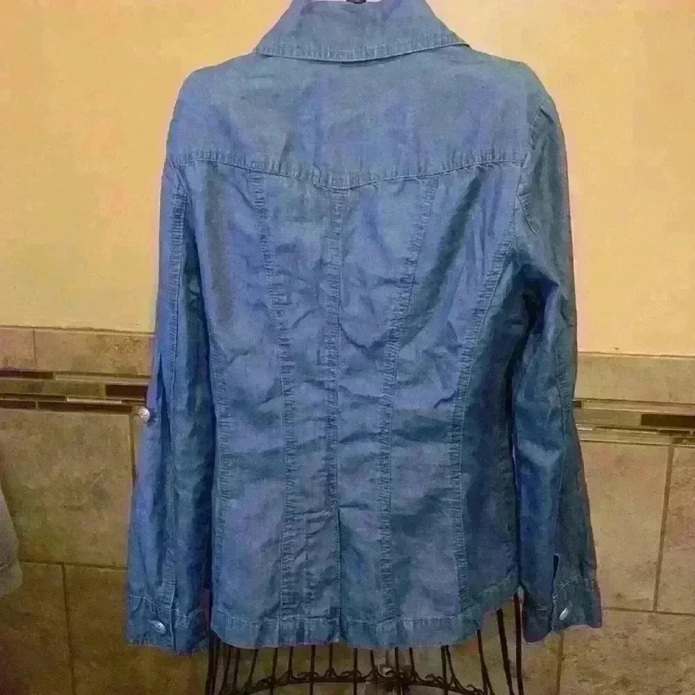 Live a little denim woman’s button up jacket - Picture 3 of 6